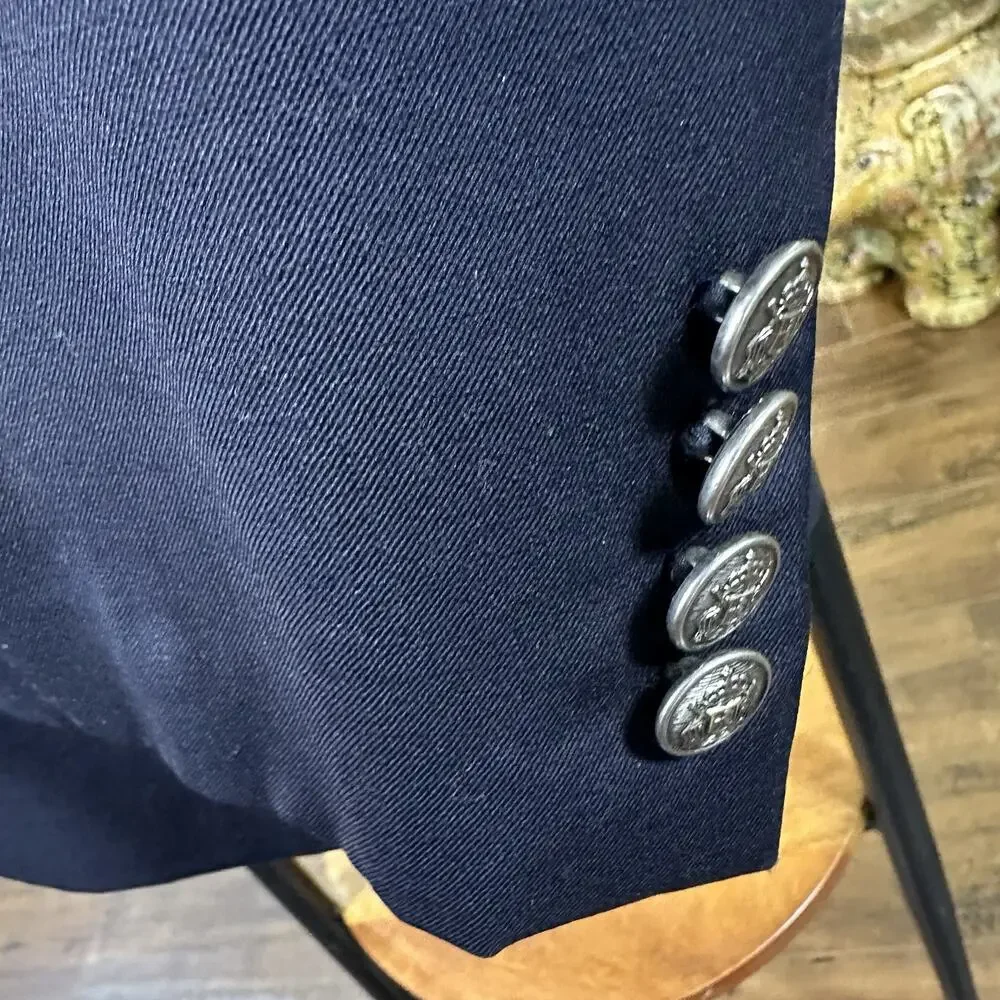 Michael Kors Men 42R Blazer Black Antique Silver buttons